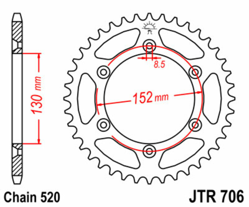 Couronne JT SPROCKETS acier standard 706 - 520 