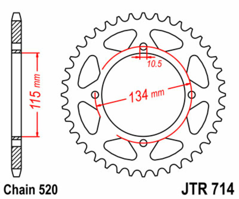Couronne JT SPROCKETS acier standard 714 - 520 