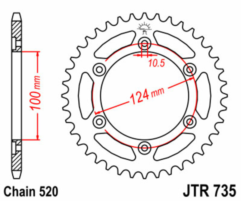 Couronne JT SPROCKETS acier standard 735 - 520 