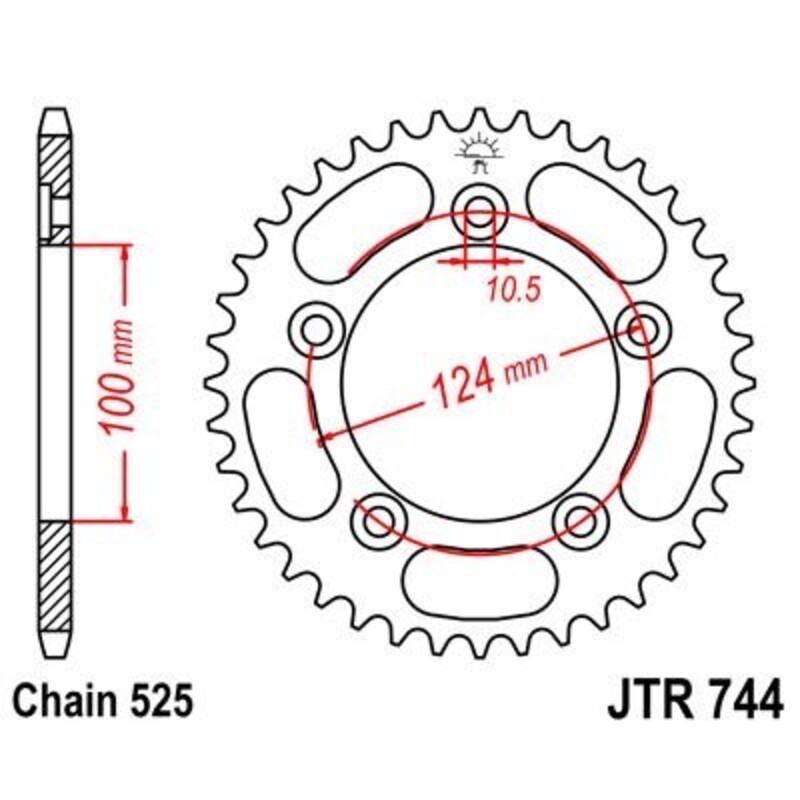 Couronne JT SPROCKETS acier standard 744 - 525 