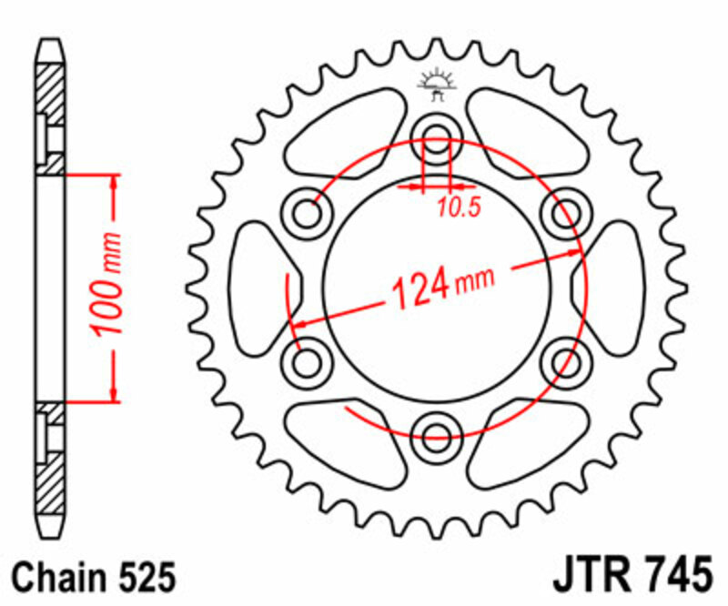 Couronne JT SPROCKETS acier standard 745 - 525 