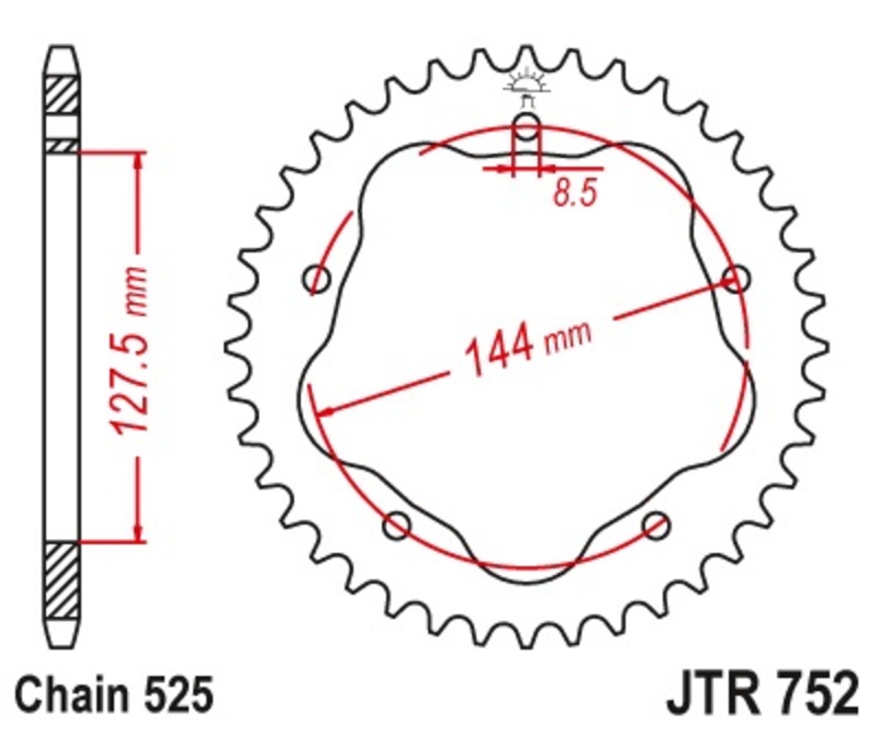 Couronne JT SPROCKETS aluminium 752 - 525 