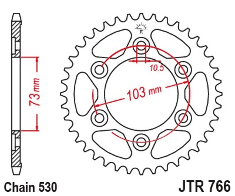 Couronne JT SPROCKETS acier standard 766 - 530 