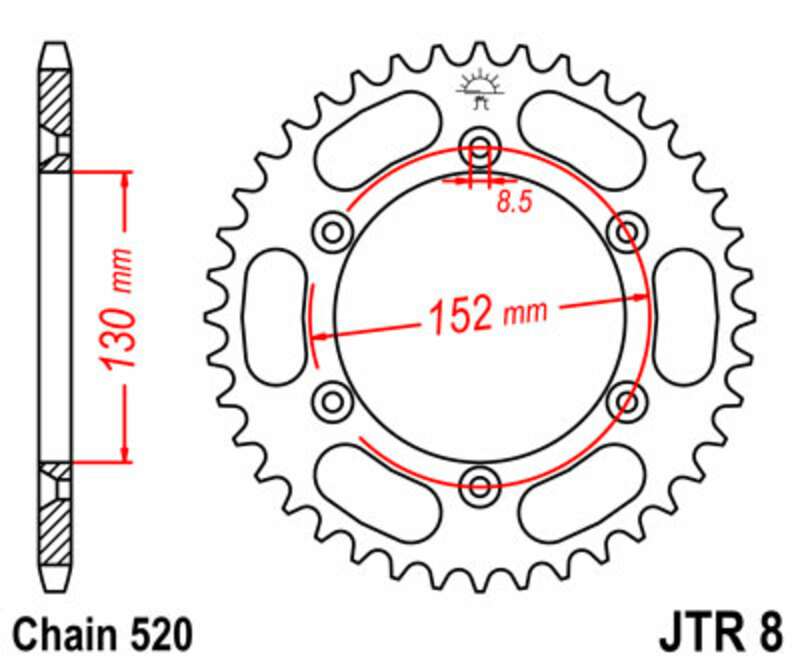 Couronne JT SPROCKETS acier standard 8 - 520 