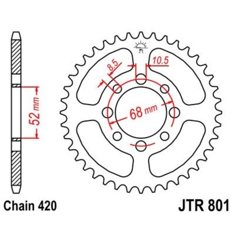 Couronne JT SPROCKETS acier standard 801 - 420 