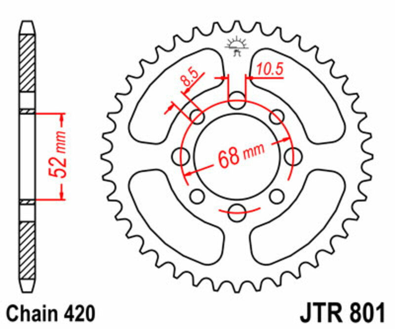 Couronne JT SPROCKETS acier standard 801 - 420 
