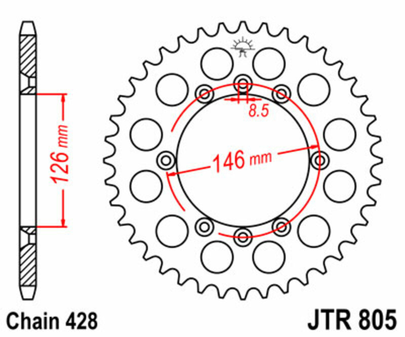 Couronne JT SPROCKETS acier standard 805 - 428 