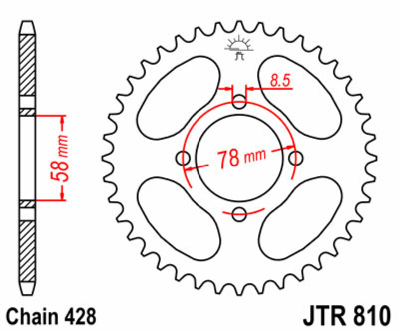 Couronne JT SPROCKETS acier standard 810 - 428 