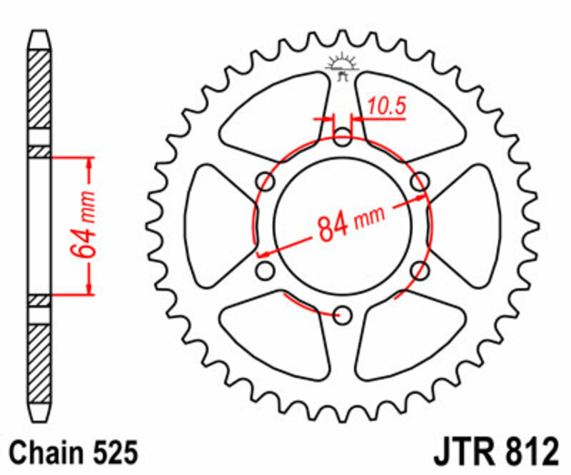 Couronne JT SPROCKETS acier standard 812 - 525 