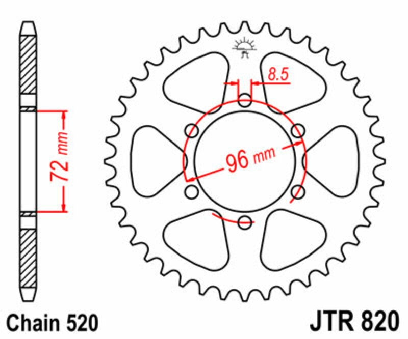 Couronne JT SPROCKETS acier standard 820 - 520 