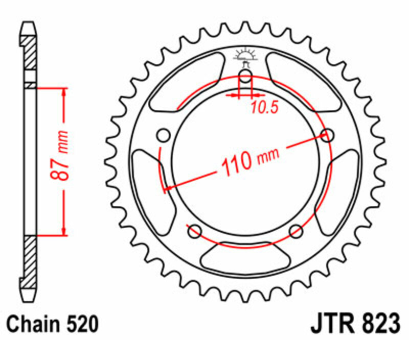 Couronne JT SPROCKETS acier standard 823 - 520 