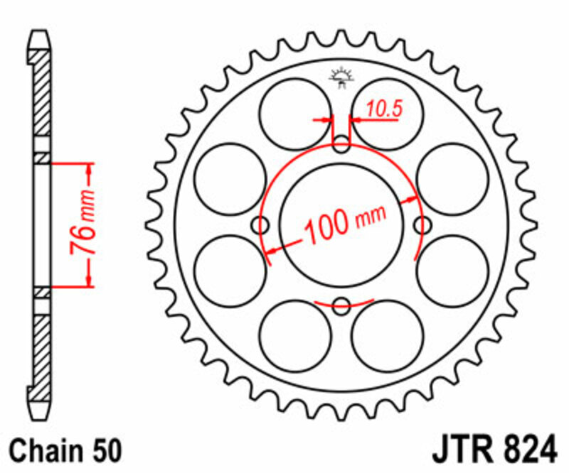 Couronne JT SPROCKETS acier standard 824 - 530 