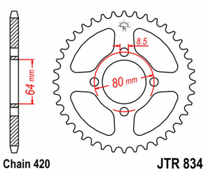 Couronne JT SPROCKETS acier standard 834 - 420 