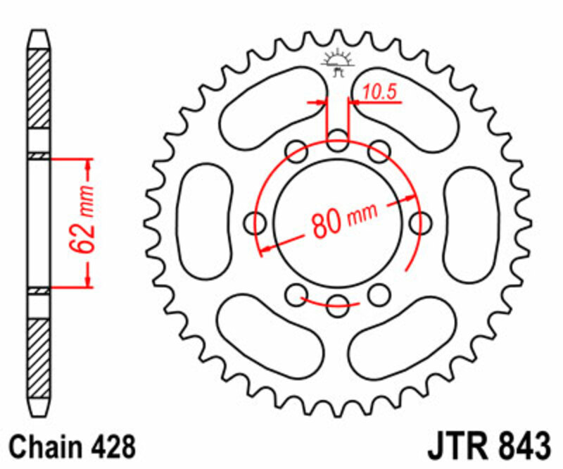 Couronne JT SPROCKETS acier standard 843 - 428 