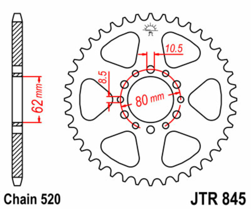 Couronne JT SPROCKETS acier standard 845 - 520 