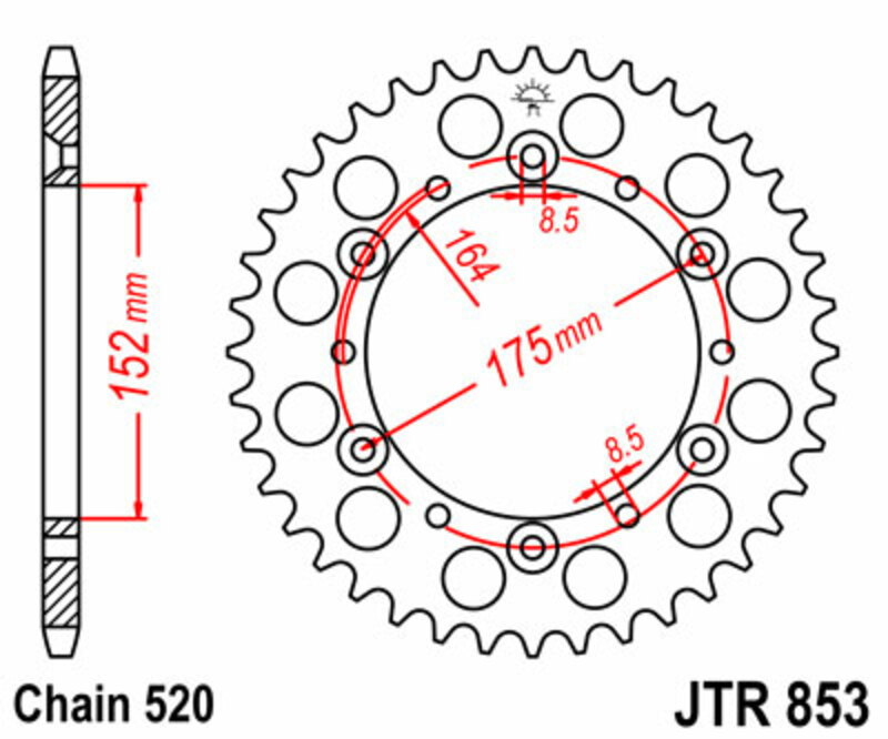 Couronne JT SPROCKETS acier standard 853 - 520 