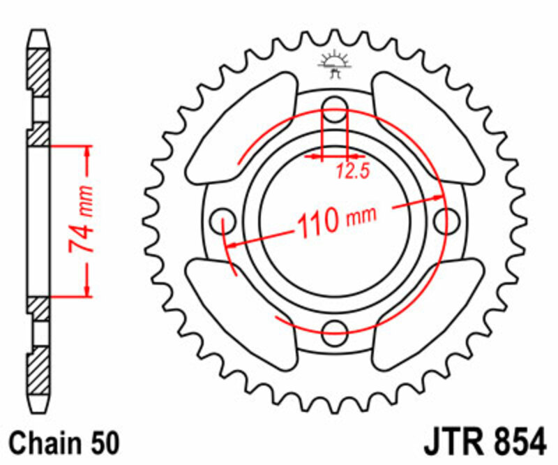 Couronne JT SPROCKETS acier standard 854 - 530 