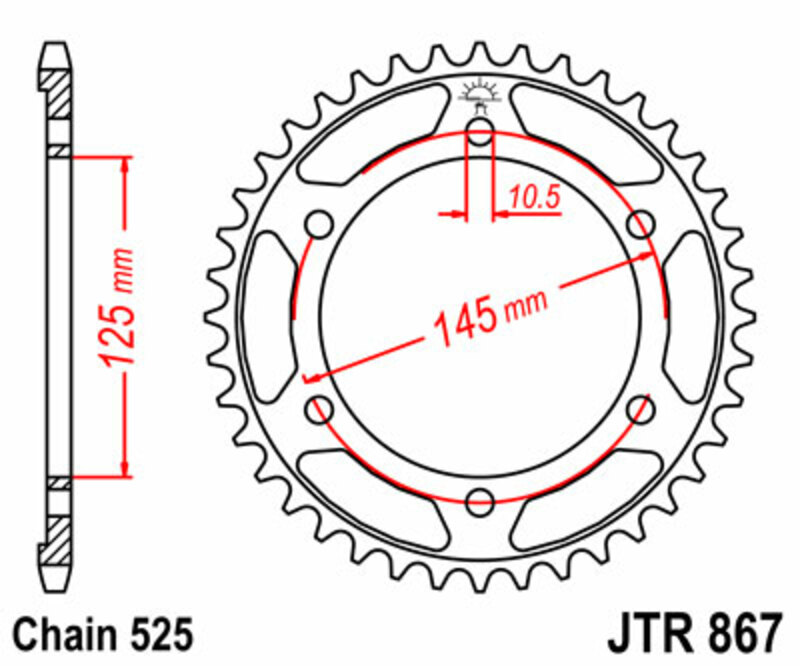 Couronne JT SPROCKETS acier standard 867 - 525 