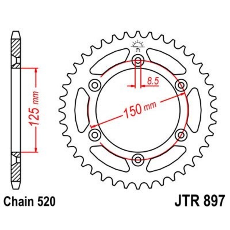 Couronne JT SPROCKETS zinc standard 897 - 520 