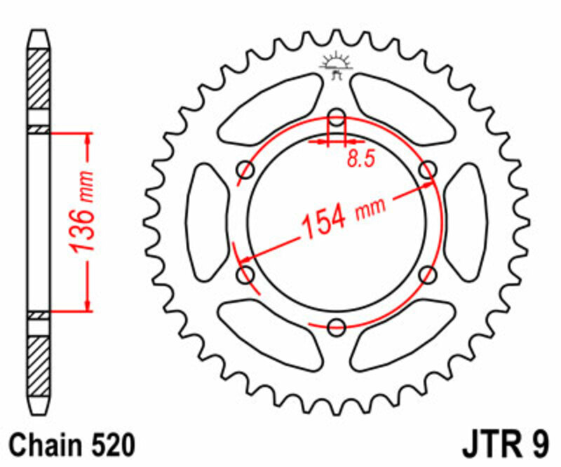 Couronne JT SPROCKETS acier standard 9 - 520 