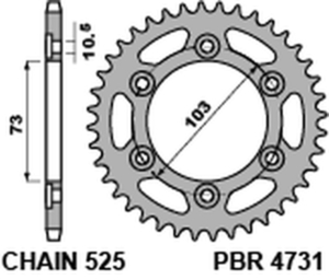 Couronne PBR acier C45 standard 4731 - 525 
