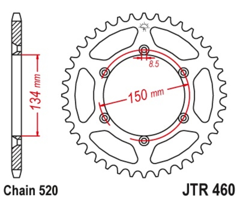 Couronne JT SPROCKETS acier anti-boue 460 - 520 