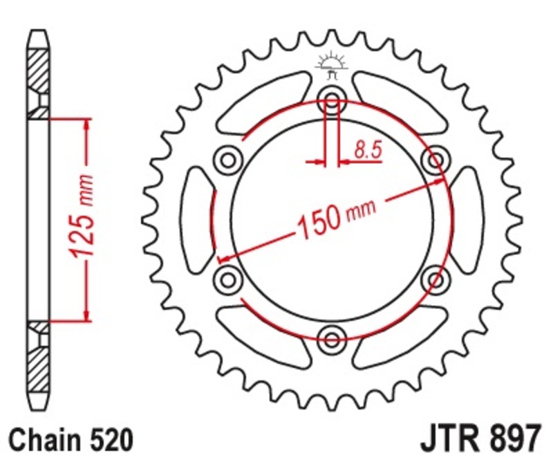 Couronne JT SPROCKETS acier standard 897 - 520 