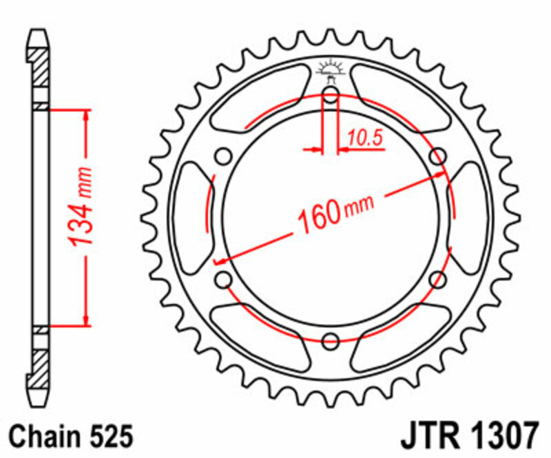 Couronne JT SPROCKETS acier standard 1307 - 525 