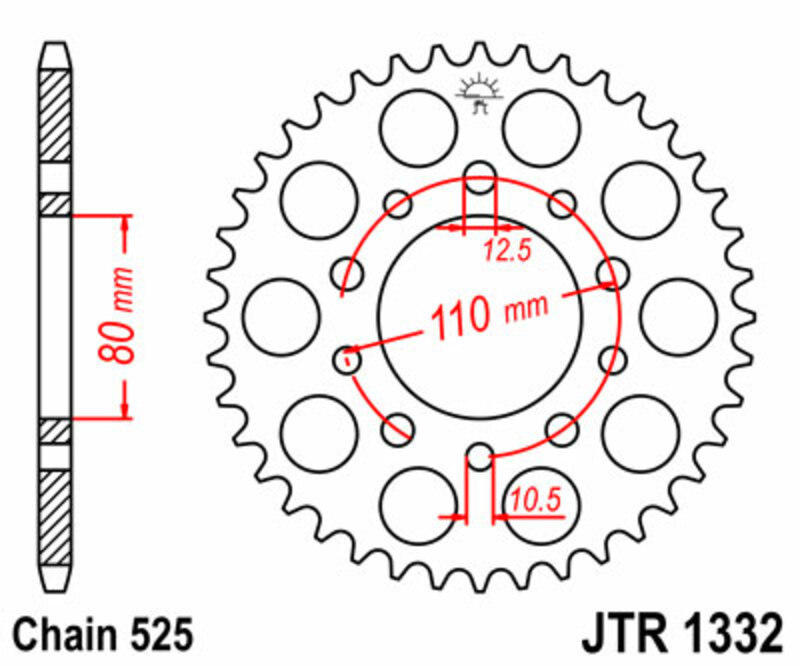 Couronne JT SPROCKETS acier standard 1332 - 525 