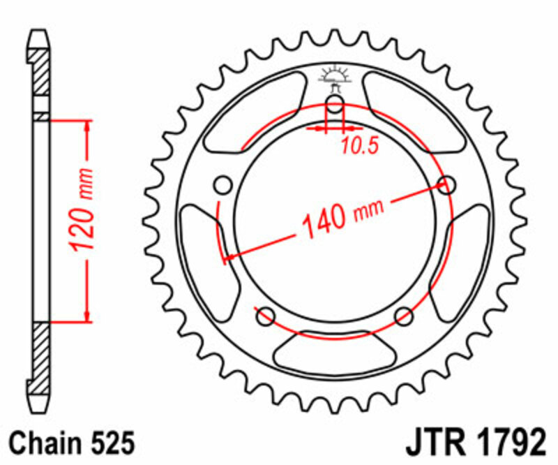 Couronne JT SPROCKETS acier standard 1792 - 525 