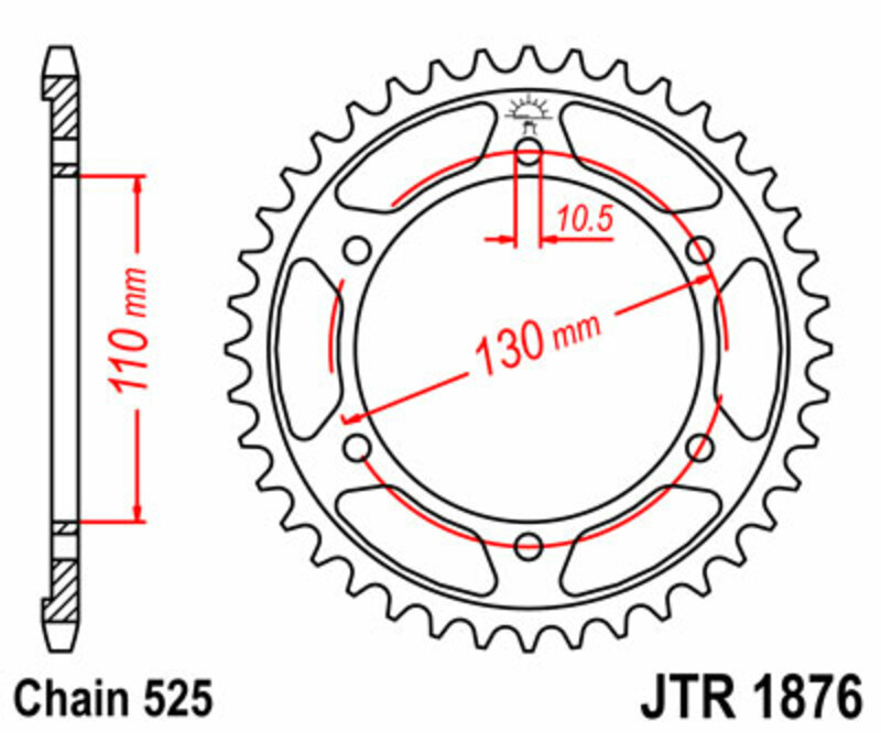 Couronne JT SPROCKETS acier standard 1876 - 525 