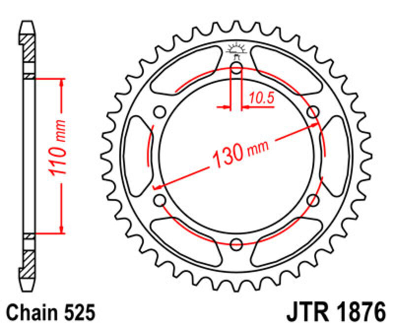 Couronne JT SPROCKETS acier standard 1876 - 525 