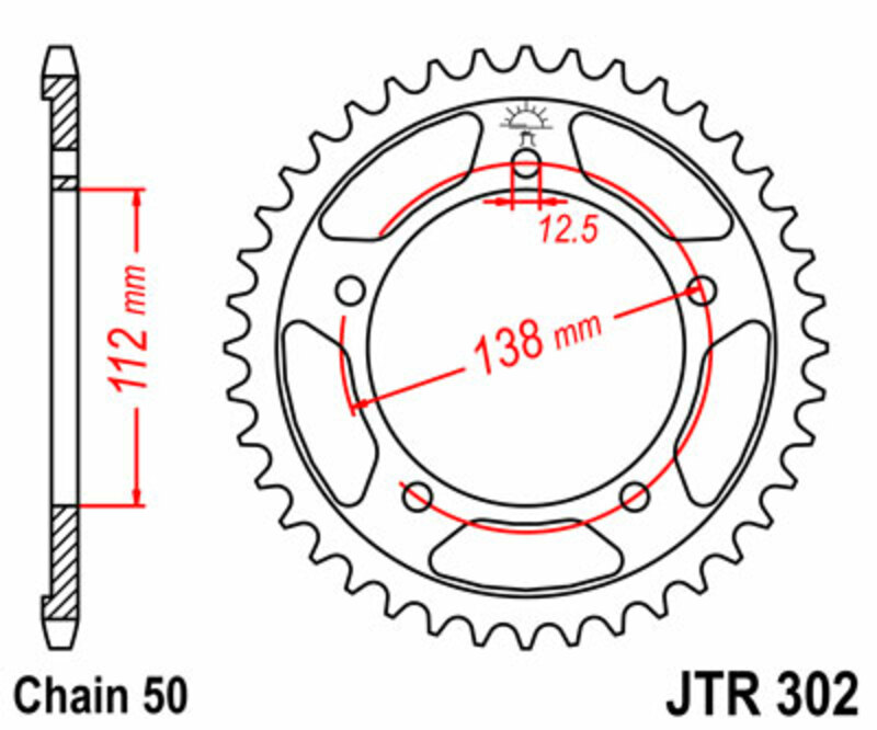 Couronne JT SPROCKETS acier standard 302 - 530 