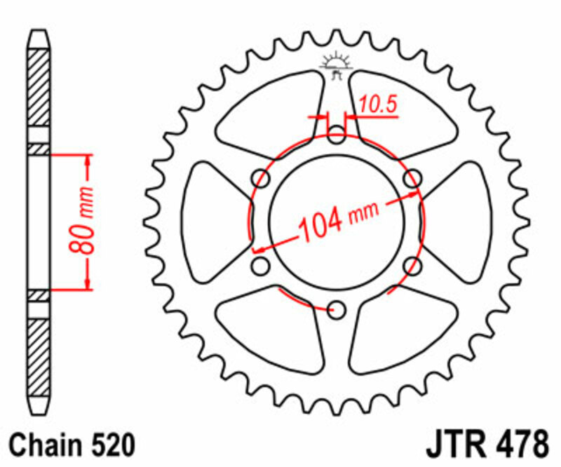 Couronne JT SPROCKETS acier standard 478 - 520 