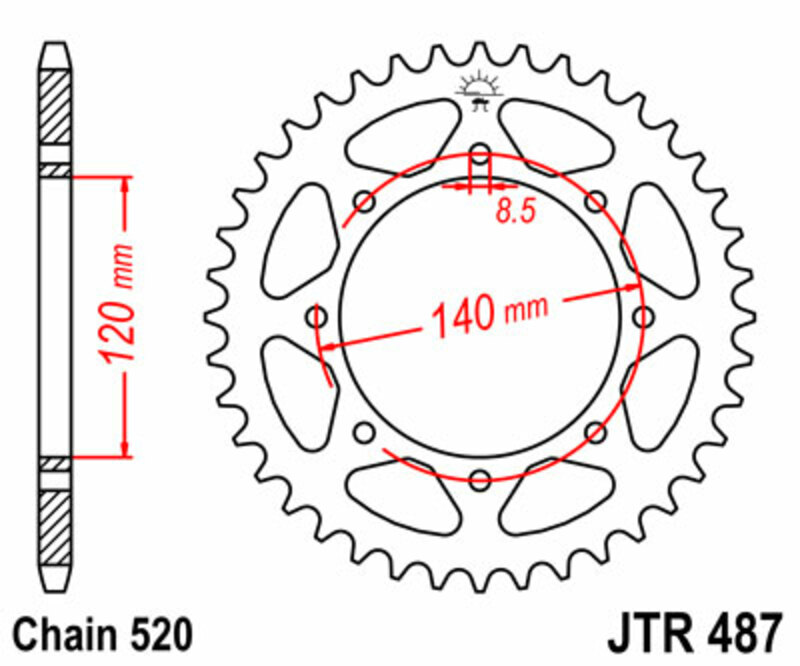 Couronne JT SPROCKETS acier standard 487 - 520 