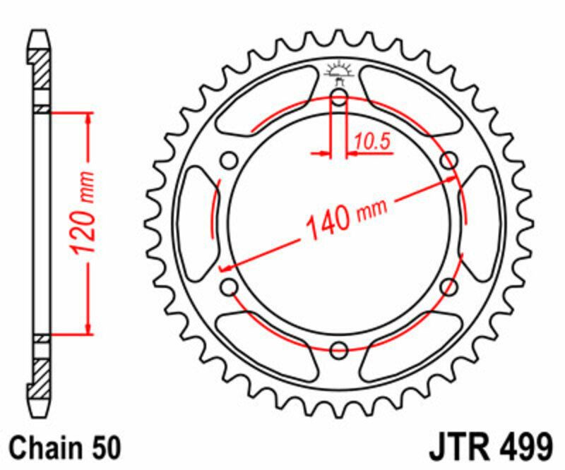 Couronne JT SPROCKETS acier standard 499 - 530