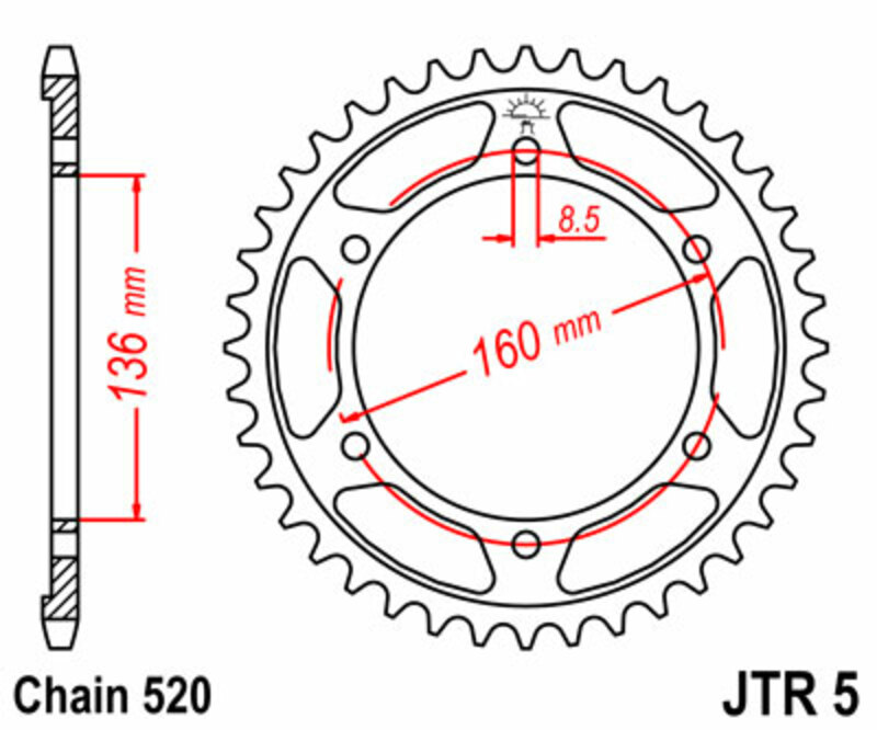 Couronne JT SPROCKETS acier standard 5 - 520 