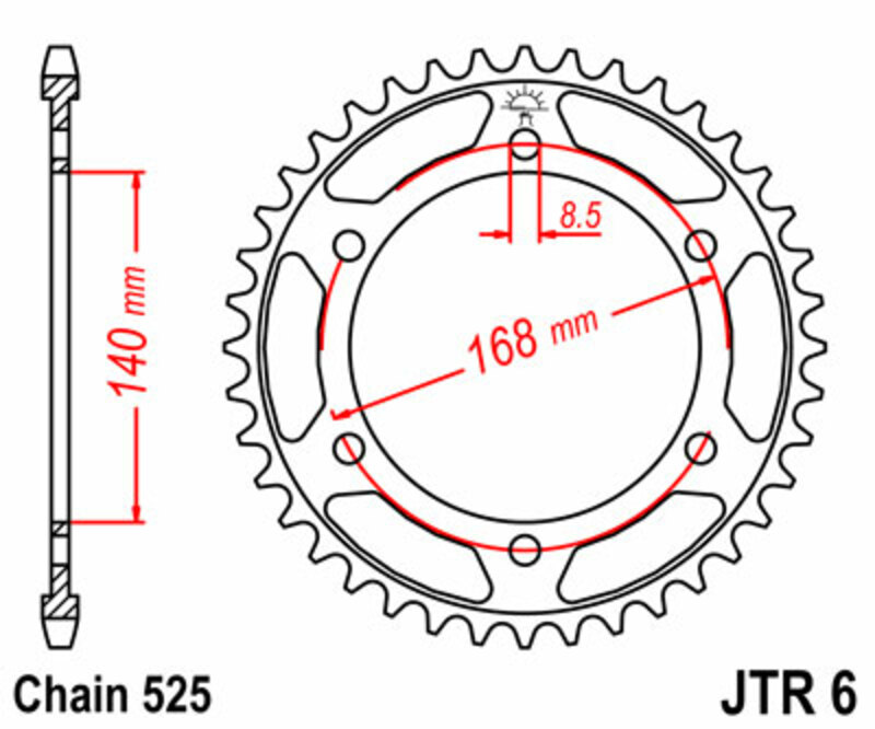Couronne JT SPROCKETS acier standard 6 - 525 