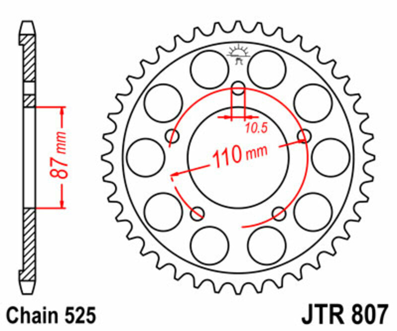 Couronne JT SPROCKETS acier standard 807 - 525 