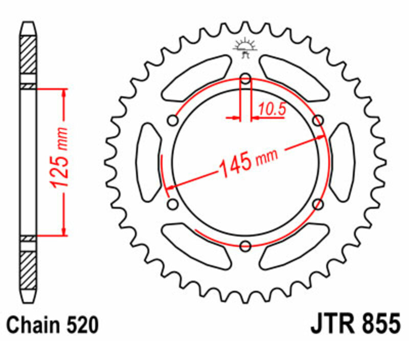 Couronne JT SPROCKETS acier standard 855 - 520 