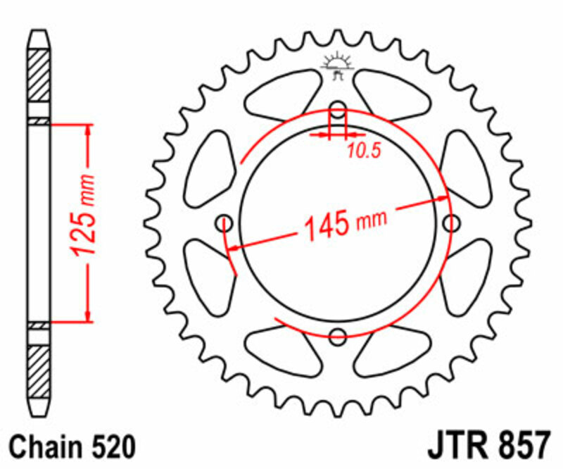 Couronne JT SPROCKETS acier standard 857 - 520 