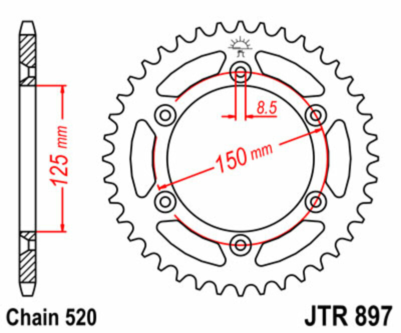 Couronne JT SPROCKETS acier standard 897 - 520 