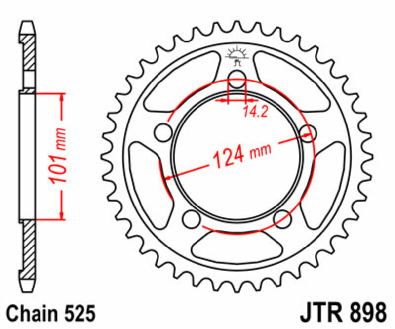 Couronne JT SPROCKETS acier standard 898 - 525 