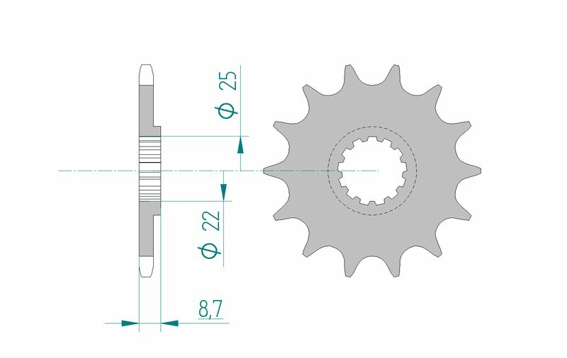 Pignon AFAM acier standard 22505 - 520 