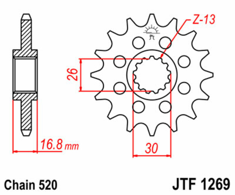 Pignon JT SPROCKETS acier standard 1269 - 520 