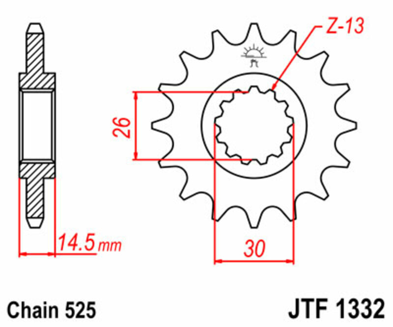 Pignon JT SPROCKETS acier standard 1332 - 525 