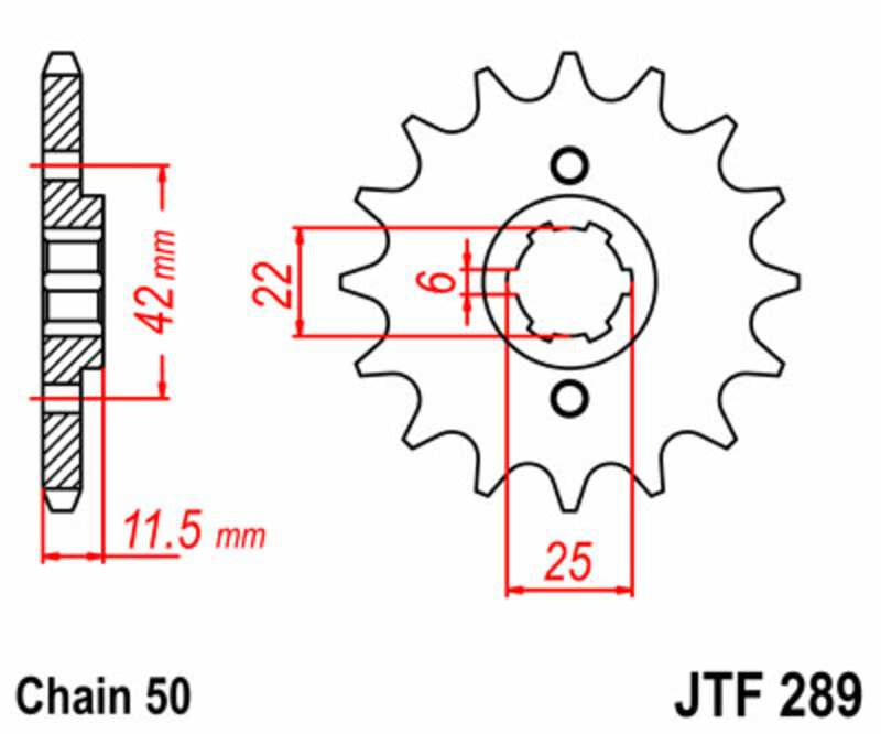 Pignon JT SPROCKETS acier standard 289 - 530 