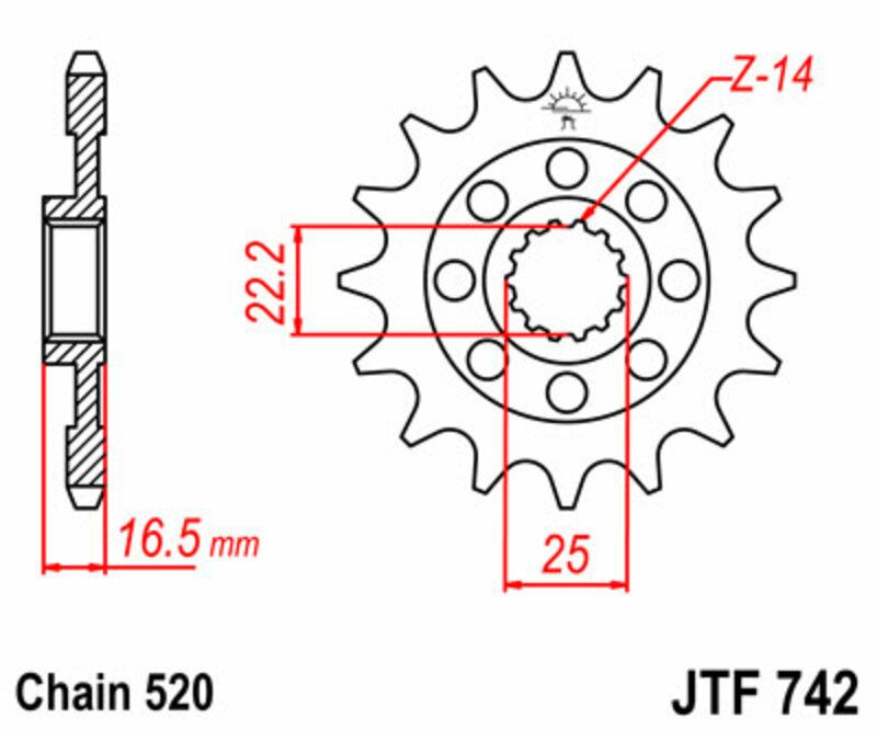 Pignon JT SPROCKETS acier standard 742 - 520 