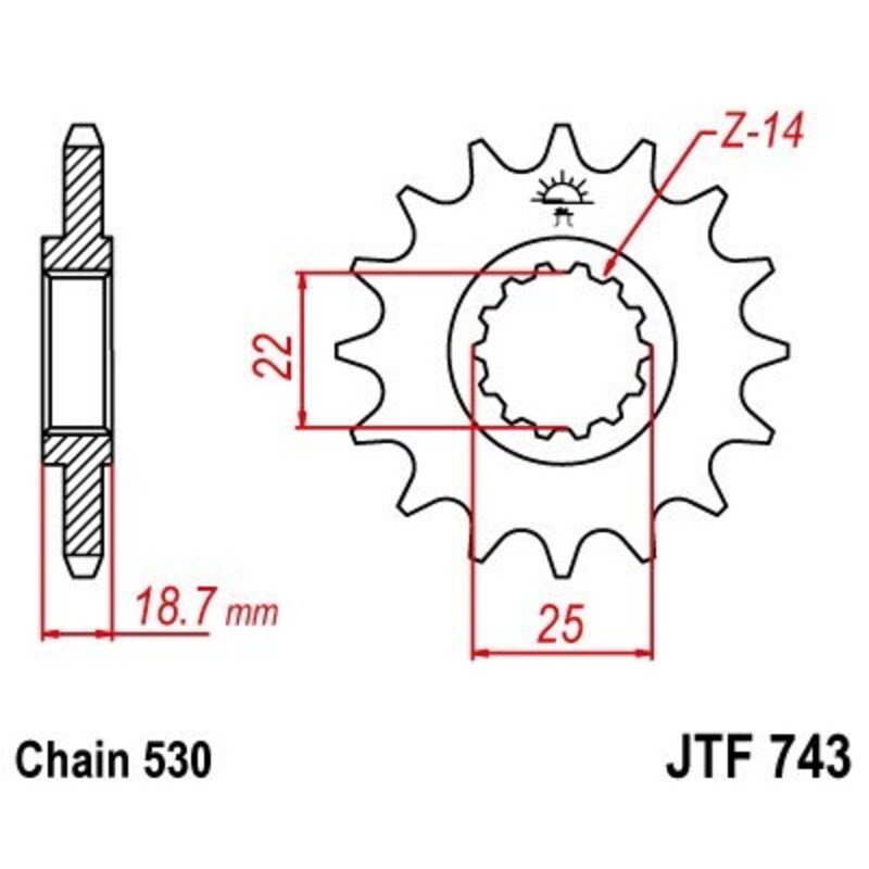Pignon JT SPROCKETS acier standard 743 - 530 