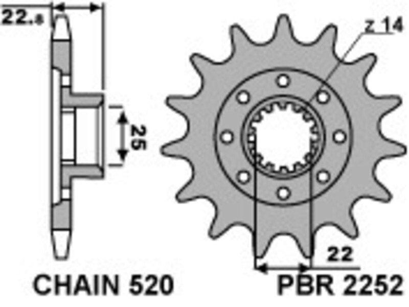 Pignon PBR acier standard 2252 - 520 